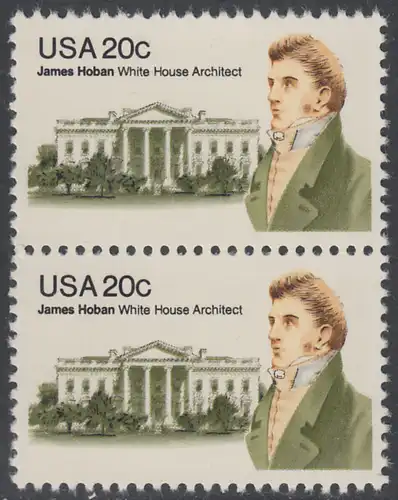 USA Michel 1510 / Scott 1936 postfrisch vert.PAAR - James Hoban (1762-1831), Architekt des Weißen Hauses