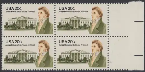 USA Michel 1510 / Scott 1936 postfrisch BLOCK RÄNDER rechts - James Hoban (1762-1831), Architekt des Weißen Hauses