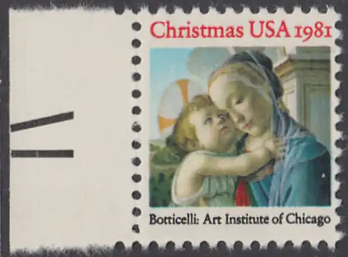 USA Michel 1513 / Scott 1939 postfrisch EINZELMARKE RAND links (a1) - Weihnachten: Madonna und Kind