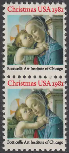 USA Michel 1513 / Scott 1939 postfrisch vert.PAAR - Weihnachten: Madonna und Kind