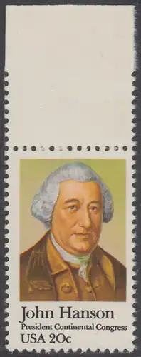 USA Michel 1515 / Scott 1941 postfrisch EINZELMARKE RAND oben - John Hanson (1721-1783), erster Präsident des Kontinentalkongresses