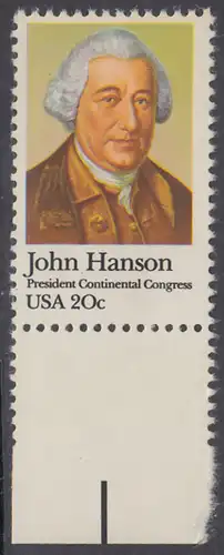USA Michel 1515 / Scott 1941 postfrisch EINZELMARKE RAND unten - John Hanson (1721-1783), erster Präsident des Kontinentalkongresses