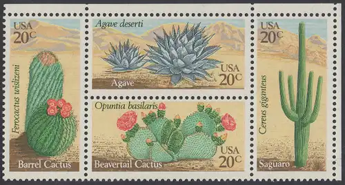 USA Michel 1517-1520 / Scott 1942-1945 postfrisch BLOCK ECKRAND oben rechts - Wüstenpflanzen