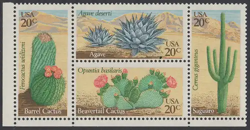 USA Michel 1517-1520 / Scott 1942-1945 postfrisch BLOCK ECKRAND unten links - Wüstenpflanzen