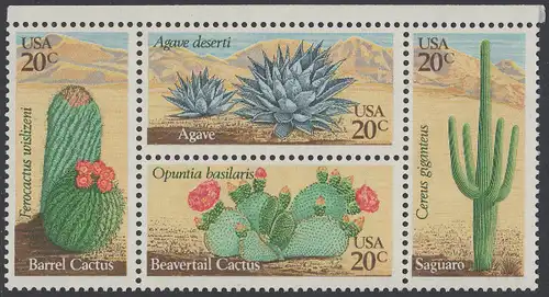 USA Michel 1517-1520 / Scott 1942-1945 postfrisch BLOCK RÄNDER oben - Wüstenpflanzen