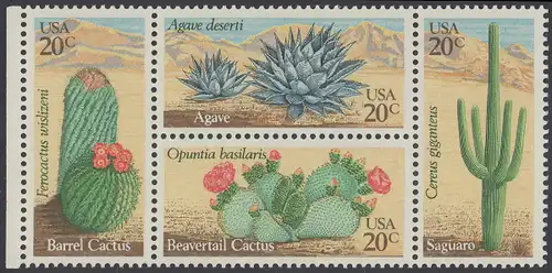 USA Michel 1517-1520 / Scott 1942-1945 postfrisch BLOCK RÄNDER links (a2) - Wüstenpflanzen