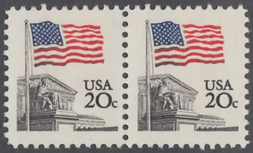 USA Michel 1522 / Scott 1894 postfrisch horiz.PAAR (a1) - Flagge, Gebäude des obersten Bundesgerichts