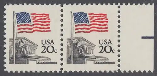 USA Michel 1522 / Scott 1894 postfrisch horiz.PAAR RAND rechts - Flagge, Gebäude des obersten Bundesgerichts