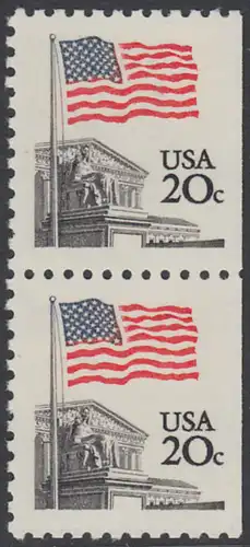 USA Michel 1522D / Scott 1896 postfrisch vert.PAAR (rechts ungezähnt) - Flagge, Gebäude des obersten Bundesgerichts