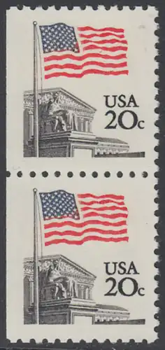 USA Michel 1522D / Scott 1896 postfrisch vert.PAAR (links ungezähnt) - Flagge, Gebäude des obersten Bundesgerichts