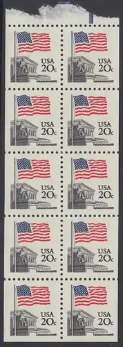 USA Michel 1522D / Scott 1896b postfrisch Markenheftchenblatt(10) - Flagge, Gebäude des obersten Bundesgerichts