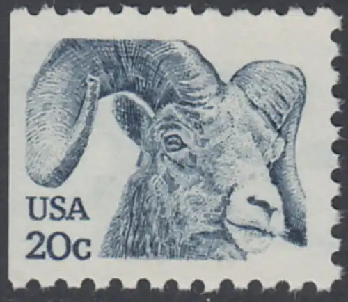 USA Michel 1523 / Scott 1949 postfrisch EINZELMARKE (links ungezähnt) - Tiere: Dickhornschaf