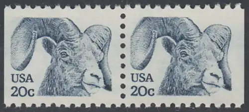USA Michel 1523 / Scott 1949 postfrisch horiz.PAAR (rechts & links ungezähnt) - Tiere: Dickhornschaf