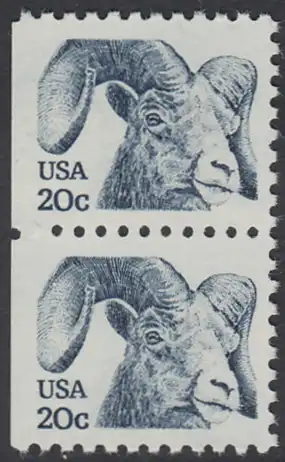 USA Michel 1523 / Scott 1949 postfrisch vert.PAAR (links ungezähnt) - Tiere: Dickhornschaf
