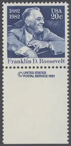 USA Michel 1527 / Scott 1950 postfrisch EINZELMARKE RAND unten m/ copyright symbol - Franklin D. Roosevelt (1882-1945), 32. Präsident der Vereinigten Staaten