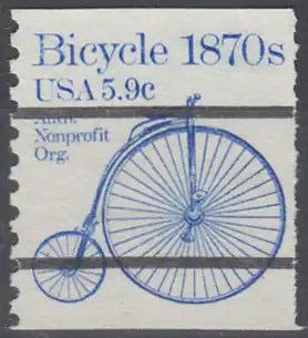 USA Michel 1529 / Scott 1901 postfrisch/precancelled EINZELMARKE precancelled (a03) - Fahrzeuge: Fahrrad