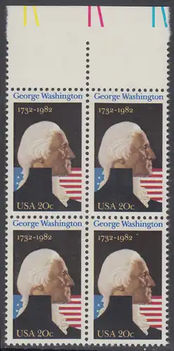 USA Michel 1530 / Scott 1952 postfrisch BLOCK RÄNDER oben - George Washington (1732-1799), 1. Präsident