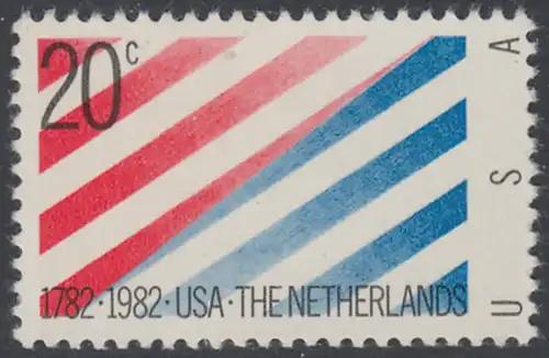 USA Michel 1582 / Scott 2003 postfrisch EINZELMARKE - 200 Jahre diplomatische Beziehungen zwischen den Niederlanden und den Vereinigten Staaten von Amerika