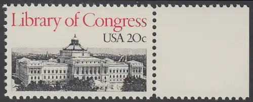 USA Michel 1583 / Scott 2004 postfrisch EINZELMARKE RAND rechts - Kongressbibliothek: Thomas-Jefferson-Gebäude der Kongressbibliothek, Washington, DC