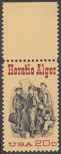 USA Michel 1589 / Scott 2010 postfrisch EINZELMARKE RAND oben - 150. Geburtstag des Schriftstellers Horatio Alger; Titelbild der Buchserie Ragged Dick