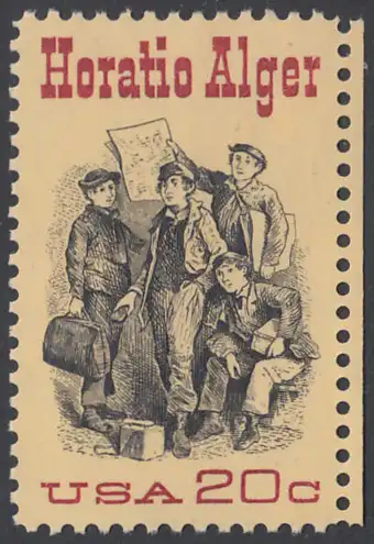 USA Michel 1589 / Scott 2010 postfrisch EINZELMARKE RAND rechts - 150. Geburtstag des Schriftstellers Horatio Alger; Titelbild der Buchserie Ragged Dick