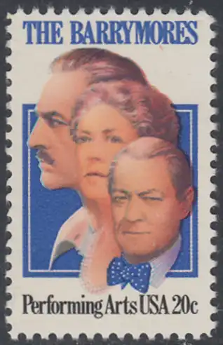 USA Michel 1592 / Scott 2012 postfrisch EINZELMARKE - Darstellende Künste und Künstler: Die Schauspielerfamilie Barrymore; Ethel (1879-1959), Lionel (1878-1954) und John Barrymore (1882-1942)