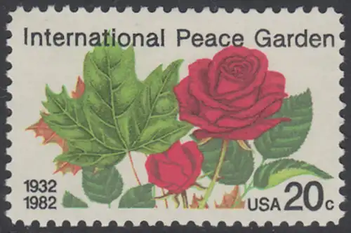 USA Michel 1594 / Scott 2014 postfrisch EINZELMARKE - 50 Jahre Internationaler Friedensgarten, Dunseith, North Dakota und Boissevain, Manitoba, Kanada