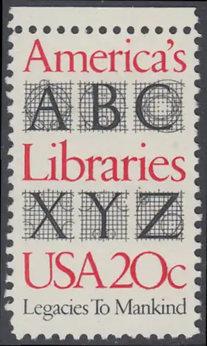 USA Michel 1595 / Scott 2015 postfrisch EINZELMARKE RAND oben - Büchereien
