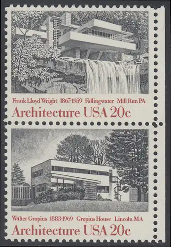 USA Michel 1600+1602 / Scott 2019+2021 postfrisch vert.PAAR RÄNDER rechts - Amerikanische Architektur