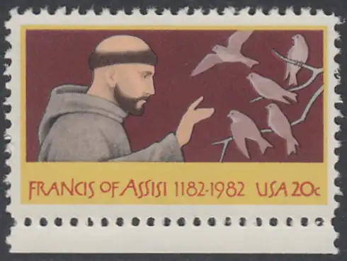 USA Michel 1604 / Scott 2023 postfrisch EINZELMARKE RAND unten - 800. Geburtstag des hl. Franz von Assisi