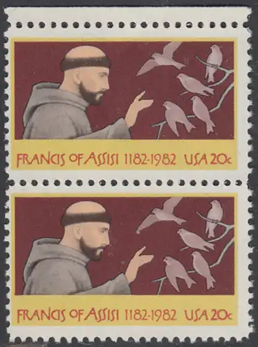 USA Michel 1604 / Scott 2023 postfrisch vert.PAAR RAND oben - 800. Geburtstag des hl. Franz von Assisi