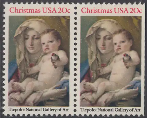 USA Michel 1606 / Scott 2026 postfrisch horiz.PAAR (rechts ungezähnt) - Weihnachten: Madonna und Kind
