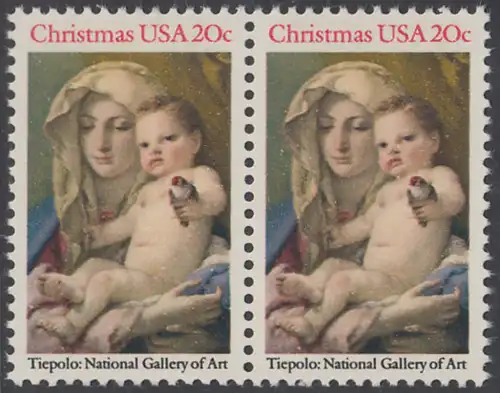 USA Michel 1606 / Scott 2026 postfrisch horiz.PAAR - Weihnachten: Madonna und Kind