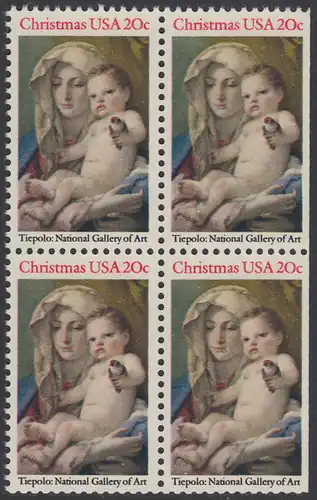 USA Michel 1606 / Scott 2026 postfrisch BLOCK (rechts ungezähnt) - Weihnachten: Madonna und Kind