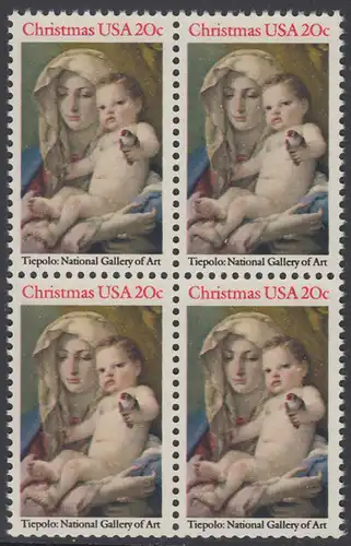 USA Michel 1606 / Scott 2026 postfrisch BLOCK - Weihnachten: Madonna und Kind