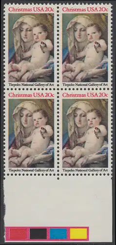 USA Michel 1606 / Scott 2026 postfrisch BLOCK RÄNDER unten - Weihnachten: Madonna und Kind