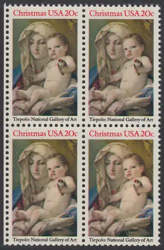 USA Michel 1606 / Scott 2026 postfrisch BLOCK RÄNDER links - Weihnachten: Madonna und Kind