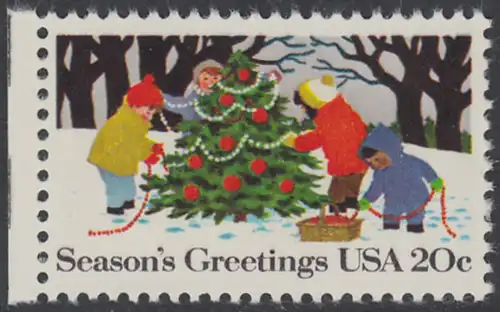 USA Michel 1610 / Scott 2030 postfrisch EINZELMARKE RAND links (a2) - Weihnachten