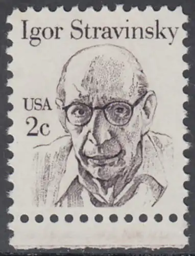 USA Michel 1612 / Scott 1845 postfrisch EINZELMARKE RAND unten - Amerikanische Persönlichkeiten: Igor Strawinsky (1882-1971), Komponist