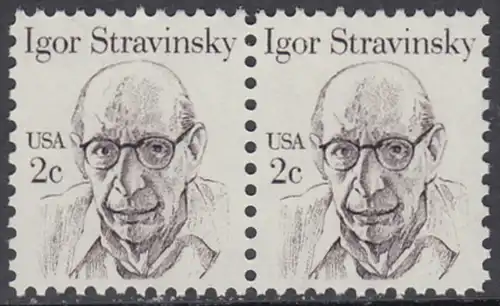 USA Michel 1612 / Scott 1845 postfrisch horiz.PAAR - Amerikanische Persönlichkeiten: Igor Strawinsky (1882-1971), Komponist