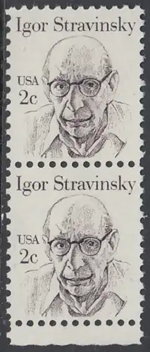 USA Michel 1612 / Scott 1845 postfrisch vert.PAAR RAND unten - Amerikanische Persönlichkeiten: Igor Strawinsky (1882-1971), Komponist