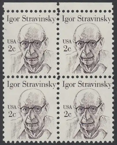 USA Michel 1612 / Scott 1845 postfrisch BLOCK RÄNDER oben - Amerikanische Persönlichkeiten: Igor Strawinsky (1882-1971), Komponist