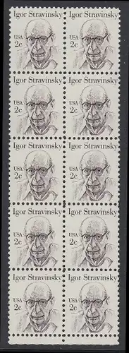 USA Michel 1612 / Scott 1845 postfrisch vert.BLOCK(10) RÄNDER unten - Amerikanische Persönlichkeiten: Igor Strawinsky (1882-1971), Komponist