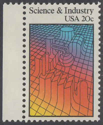 USA Michel 1613 / Scott 2031 postfrisch EINZELMARKE RAND links (a2) - Wissenschaft und Industrie: Computer-Graphik von Industrieanlagen