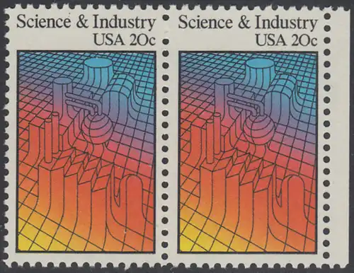 USA Michel 1613 / Scott 2031 postfrisch horiz.PAAR RAND rechts - Wissenschaft und Industrie: Computer-Graphik von Industrieanlagen
