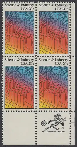 USA Michel 1613 / Scott 2031 postfrisch ZIP-BLOCK (lr) - Wissenschaft und Industrie: Computer-Graphik von Industrieanlagen