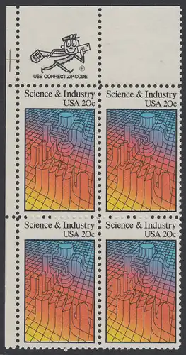 USA Michel 1613 / Scott 2031 postfrisch ZIP-BLOCK (ul) - Wissenschaft und Industrie: Computer-Graphik von Industrieanlagen
