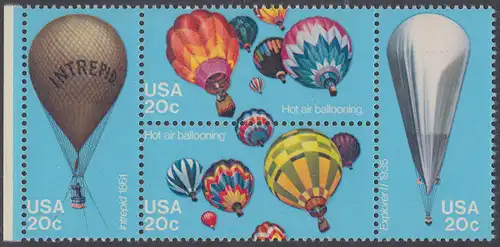 USA Michel 1617-1620 / Scott 2032-2035 postfrisch BLOCK RÄNDER links - Luftfahrt: Start zu einer Ballonwettfahrt