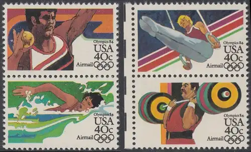 USA Michel 1622-1625 / Scott C105-C108 postfrisch SATZ(4) EINZELMARKEN (a3) - Olympische Sommerspiele 1984, Los Angeles