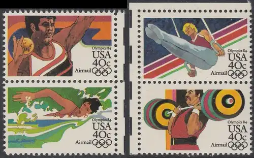 USA Michel 1622-1625 / Scott C105-C108 postfrisch SATZ(4) EINZELMARKEN (a4) - Olympische Sommerspiele 1984, Los Angeles